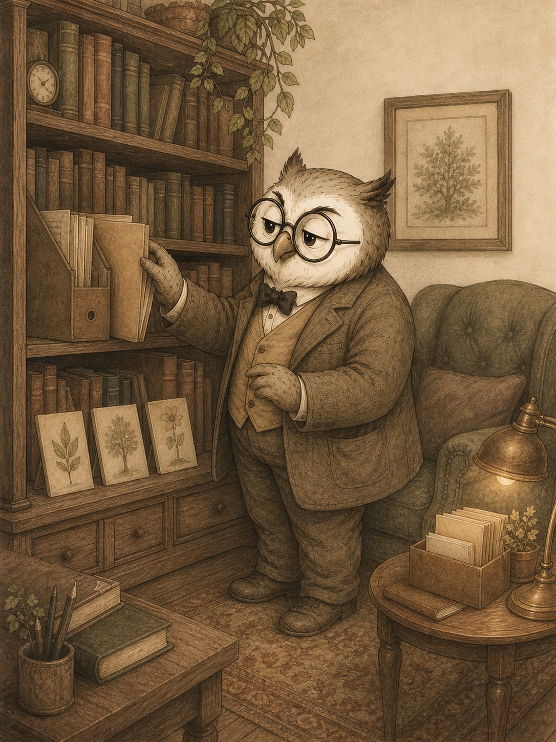 Dr Hibou choisit des ressources dans sa bibliothèque